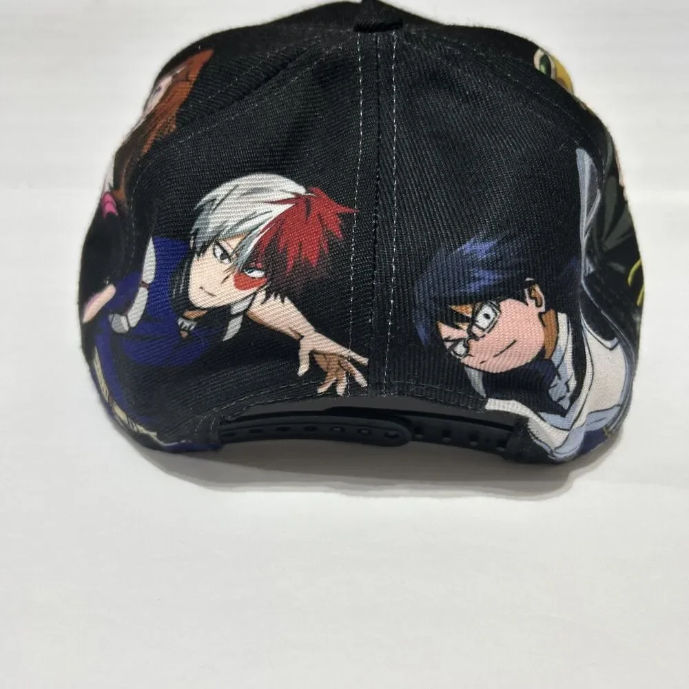 My Hero Academia Anime Snapback Hat Black Character Print OSFM Adjustable Cap